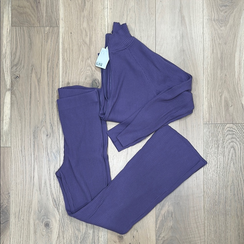 H&M Purple Ribbed Knitwear Lounge Set